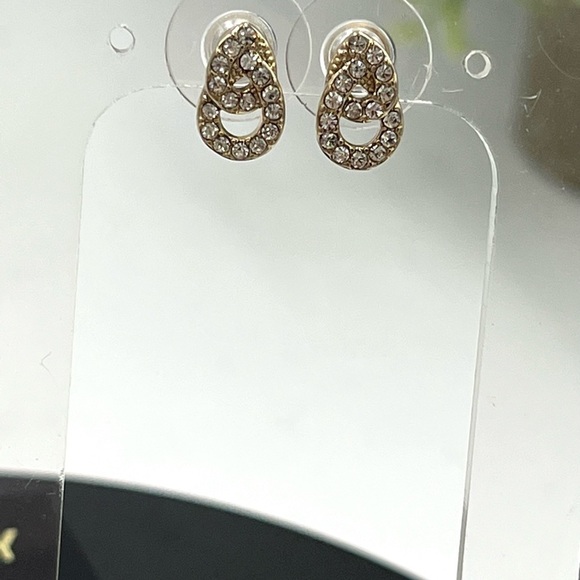Givenchy Womens Gold Tone Crystal Small Stud Earrings New - Picture 5 of 15